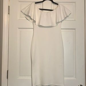 Celinea White Bardot Frill MIDI